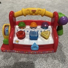 Ławka narzędziowa Fisher Price Laugh And Learn Learning w komplecie z zielonym młotkiem 2004 na sprzedaż  Wysyłka do Poland