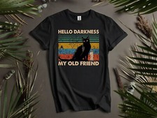 Camiseta com capuz Hello Darkness My Old Friend gato preto masculina feminina unissex AD982 comprar usado  Enviando para Brazil