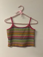 Regata feminina de malha bebê cami flores tamanho pequeno anos 70 Y2K funky vintage evento de fadas concerto comprar usado  Enviando para Brazil