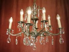 LUSTRE ANTIGO VINTAGE TETO 9 LÂMPADAS CRISTAL PRATA NÍQUEL VIDRO LUZ comprar usado  Enviando para Brazil
