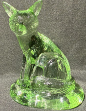 Vidro de vaselina verde raposa astuta brilho neon floresta animal urânio amarelo peso papel comprar usado  Enviando para Brazil