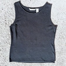 Usado, Regata French Laundry mistura de linho gola alta preta elástica L básica parisiense comprar usado  Enviando para Brazil