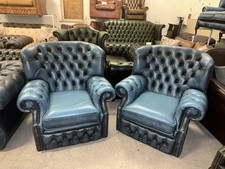 Pair chesterfield blue for sale  CREWE
