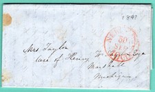 EE. UU.: Carta doblada sin sello a Nueva York .1847 / mb-184 segunda mano  Embacar hacia Mexico