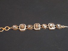Usado, Pulseira painel de vidro cor topázio fumê com cristais tom dourado 7,5" comprar usado  Enviando para Brazil