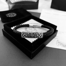 Usado, Pulseira de corda de couro cromada corações cruzada unissex comprar usado  Enviando para Brazil