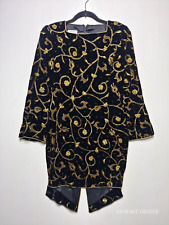 Vestido de alta costura vintage Laneyu feminino pequeno preto veludo floral enfeitado comprar usado  Enviando para Brazil