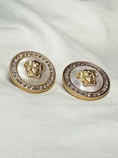 Versace Medusa Złoty kolor Kryształ Kolczyki Okrągłe Kolczyki Bez pudełka Kostium Biżuteria  na sprzedaż  Wysyłka do Poland