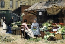 Usado, Óleo artístico Jeunes-Femmes-aux-Marche-Victor-Gabriel-Gilbert mercado de vegetais comprar usado  Enviando para Brazil