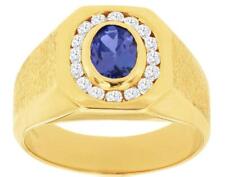 ANEL MASCULINO OCTÓGONO CANAL OURO AMARELO 14KT DIAMANTE LARGO 1,17 CT E TANZANITA AAA comprar usado  Enviando para Brazil