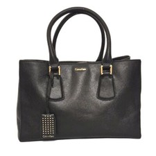 Bolsa satchel Calvin Klein preta Saffiano bolsa de mão ferragem dourada  comprar usado  Enviando para Brazil