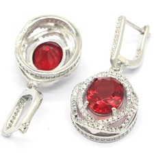 Brincos femininos de prata CZ joias brancas rubis sangue vermelho prevenção de alergia comprar usado  Enviando para Brazil