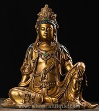 Estátua de Boddhisattva chinesa antiga de bronze incrustada de 13,3 pol. Kwan-yin Guan Yin comprar usado  Enviando para Brazil