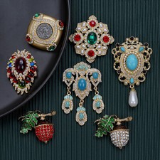 Broche antigo de strass, terno de broche estilo corte barroco pérola vintage Corsage comprar usado Broche antigo de strass, terno de broche estilo corte barroco pérola vintage Corsage comprar usado  Enviando para Brazil
