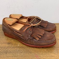 Sapato Ralph Lauren Masculino 10.5 Couro Marrom Kiltie Mocassim Sapato Barco Moc Toe Antigo comprar usado  Enviando para Brazil