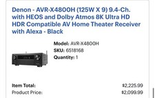 Denon avr x4800h9.4 for sale  Essex