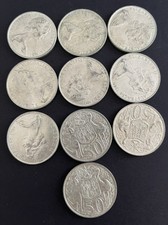 Lote de 10 moedas de 50 centavos redondas 50c Austrália 1966 80% prata touro comprar usado  Enviando para Brazil