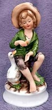 Estatueta Marks & Rosenfeld por Maruri - Little Country Boy Feeding A Goose c1990 comprar usado  Enviando para Brazil