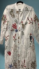VESTIDO CAMISA BRANCO PEIXE ÁGUA SALGADA PRAIA OCEANO BORDADO US$ 125 tamanho G D88 comprar usado  Enviando para Brazil