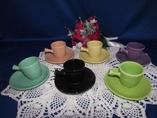 Lote vintage 12 xícaras e pires fiesta ware cabo demitasse cores combinadas década de 1930, usado comprar usado  Enviando para Brazil