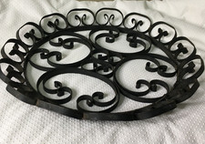 Tigela de frutas vintage espanhola MCM preta ferro forjado rolo metal cesta rasa comprar usado  Enviando para Brazil