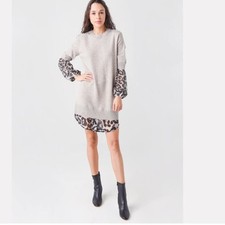 Vestido feminino BROCHU WALKER Ebella em camadas lã de caxemira leopardo tamanho XS comprar usado  Enviando para Brazil