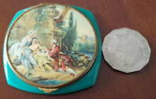 PEQUENA TAMPA VINTAGE AZUL PLÁSTICO COMPACTA ESTAMPA DE SEDA #hh comprar usado  Enviando para Brazil