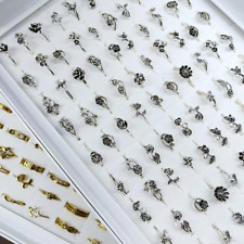 Venta al por mayor lotes de 50-100 piezas de anillos de plata antiguos con flores de rosa para mujeres joyas mixtas segunda mano  Embacar hacia Mexico
