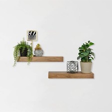 Usado, Prateleira flutuante MCS decoração de quarto prateleira de madeira grão de madeira nogueira 18 x 4 polegadas conjunto de 2 comprar usado  Enviando para Brazil