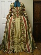 Vestido colonial listrado de seda tafetá costas sacque tamanho 14-16 comprar usado  Enviando para Brazil