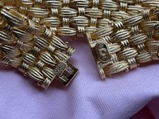 Pulseira de tecido texturizada de prata esterlina folheada a ouro 14K italiana QVC 7-1/4", usado comprar usado  Enviando para Brazil