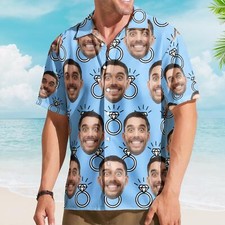 Camisa havaiana masculina foto personalizada casamento rosto engraçado despedida de solteiro comprar usado  Enviando para Brazil