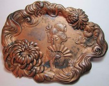 Usado, Antigo fã asiático feminino floral broche cartão bugigangas bandeja ornamentada alto relevo comprar usado  Enviando para Brazil