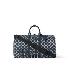 Louis Vuitton Keepall Bandouliere 50 Duffle Azul Marinho, Monograma de Couro comprar usado  Enviando para Brazil