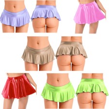 Mini vestido feminino brilhante saias alargadas PVC couro brilhante glitter zíper linha A comprar usado  Enviando para Brazil
