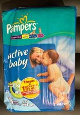 Vintage Pieluchy Pieluchy Pampers Baby Dry Active Baby Rozmiar 5 2008 ZAPIECZĘTOWANE, używany na sprzedaż  PL