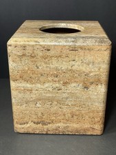 Porta-caixa de tecido quadrado pedra travertino marrom PESADO 4,2 libras.  Waterstone, usado comprar usado Porta-caixa de tecido quadrado pedra travertino marrom PESADO 4,2 libras.  Waterstone, usado comprar usado  Enviando para Brazil