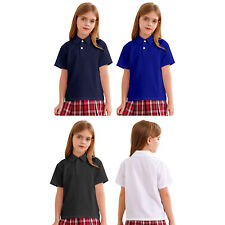 Pulôver infantil feminino gola virada blusa escolar botão camiseta branca comprar usado  Enviando para Brazil