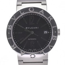 Relógio masculino automático BVLGARI Bulgari Bulgari BB38SS AUTO mostrador preto Q#140988, usado comprar usado  Enviando para Brazil