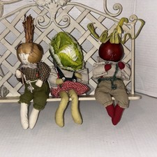 Bonecas vegetais antropomórficas vintage papel machê e pano conjunto de 3 prateleiras comprar usado  Enviando para Brazil