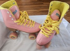Patins femininos Impala quadriciclo veganos rosa e amarelo com cadarço tamanho 8 Leia informações, usado comprar usado  Enviando para Brazil