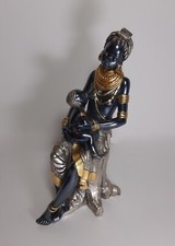 Usado, Scultura Donna Africana Mamma LINEA ARGENTI Italia Smalti Argento Oro cm 26 comprar usado  Enviando para Brazil