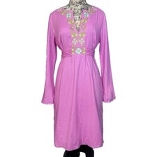 Vestido bordado vintage Lilly Pulitzer com cinto algodão rosa linha A 39” tamanho M comprar usado  Enviando para Brazil