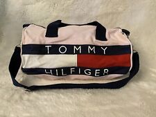 TOMMY Hilfiger vintage y2k rosa vermelho branco e azul logotipo lona academia bolsa de viagem rara comprar usado  Enviando para Brazil