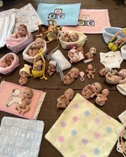 Usado, Lote de bonecas realistas vintage miniatura artista polímero esculpido original bebê recém-nascido comprar usado  Enviando para Brazil