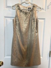 VESTIDO DE FESTA VINCE CAMUTO EUC FEMININO TAMANHO 6 DOURADO METÁLICO ESTAMPA DE PELE DE COBRA FORRADO comprar usado  Enviando para Brazil