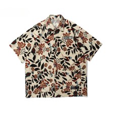 Camisa masculina retrô floral estampada manga curta solta casual para camisas de algodão comprar usado  Enviando para Brazil