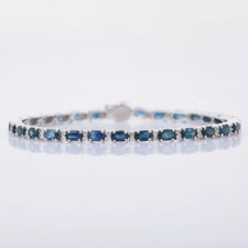 Pulseira de tênis de safira azul de boa qualidade em prata esterlina comprar usado  Enviando para Brazil