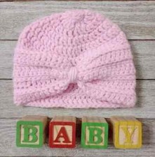 Chapéu de crochê feito à mão gorro turbante 0/3 meses rosa pastel vendedor dos EUA comprar usado  Enviando para Brazil