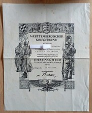 Urkunde württembergischer kri gebraucht kaufen  Bad Waldsee